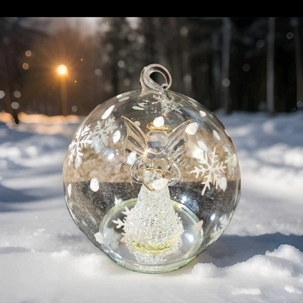 Hand Blown Clear Glass Angel Christmas Ornaments